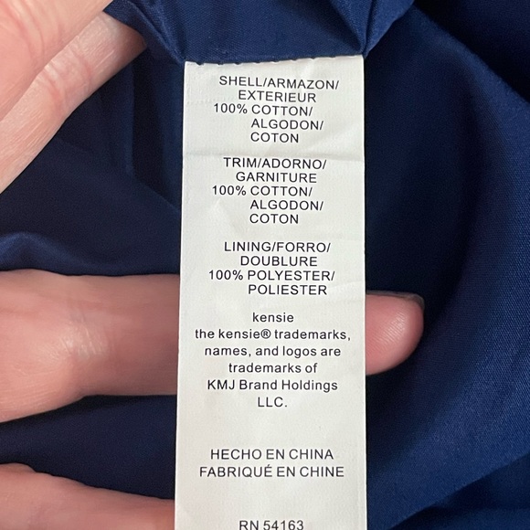 KENSIE blue cotton DRESS floral ivory lace embroidered fabric size LG sleeveless - Picture 15 of 16